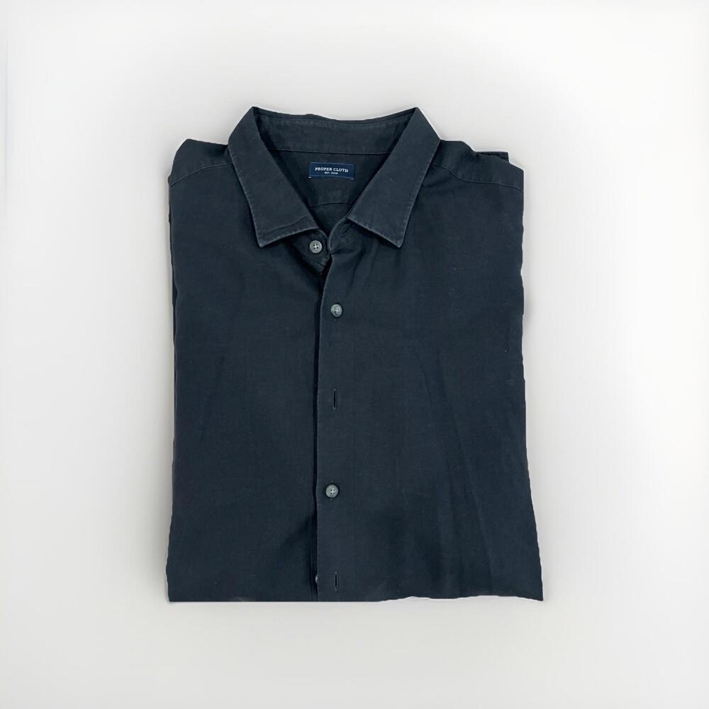 CUSTOM PROPER CLOTH MENS DRESS SHIRT 19.5/35 ~3XL BLACK GREAT COND!